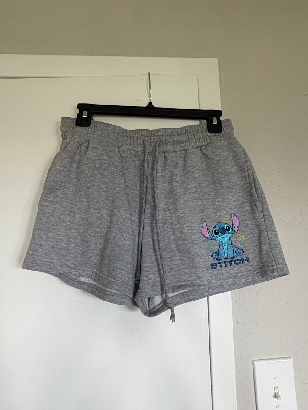 Disney Stitch Embroidered Gray Lounge Shorts